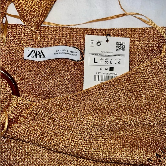 ZARA BUCKLED METALLIC THREAD KNIT DRESS SIZA LARGE - Picture 13 of 13